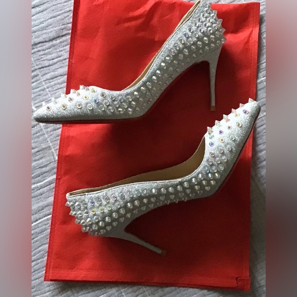 SPIKE STILETTO liver glitter pumps RED SOLE - Picture 1 of 3